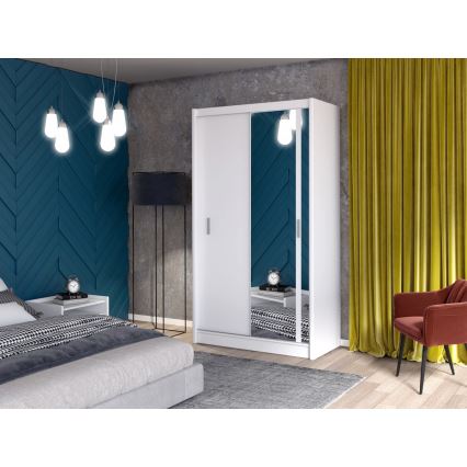 Vaatekaappi peilillä SABRINA 150x215 cm valkoinen
