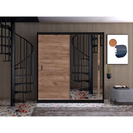 Vaatekaappi peilillä SABRINA 203x215 cm craft-tammi