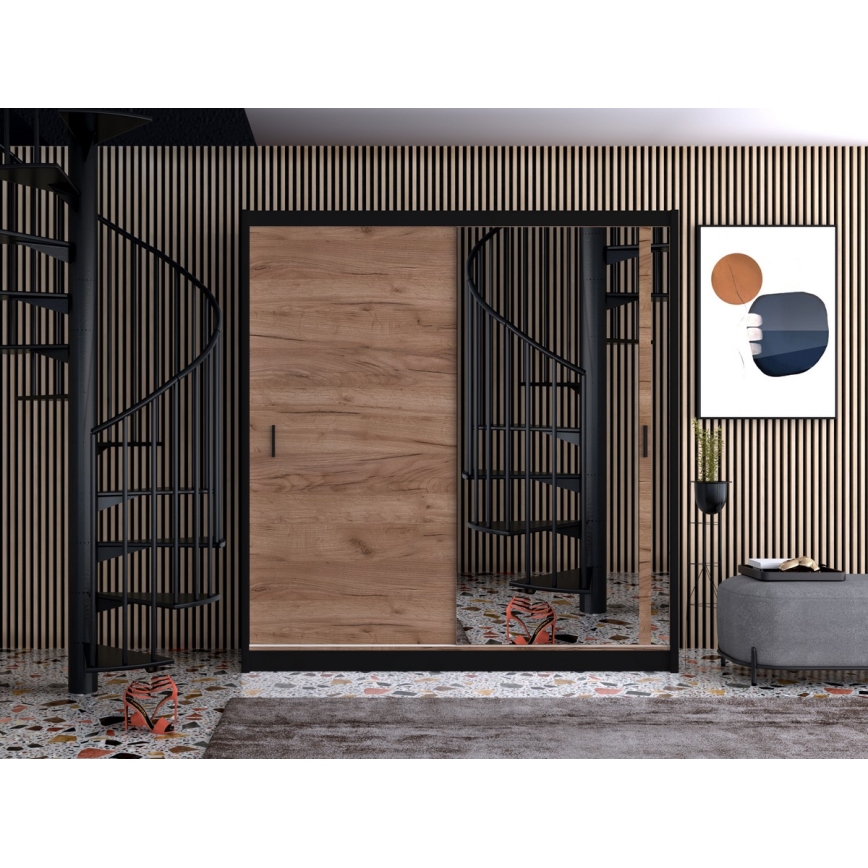 Vaatekaappi peilillä SABRINA 203x215 cm craft-tammi