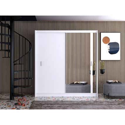 Vaatekaappi peilillä SABRINA 203x215 cm valkoinen