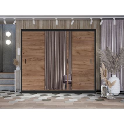 Vaatekaappi peilillä SABRINA 250x215 cm craft-tammi