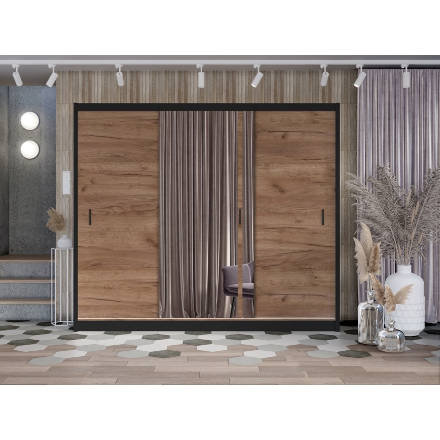 Vaatekaappi peilillä SABRINA 250x215 cm craft-tammi