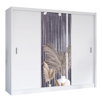 Vaatekaappi peilillä SABRINA 250x215 cm valkoinen