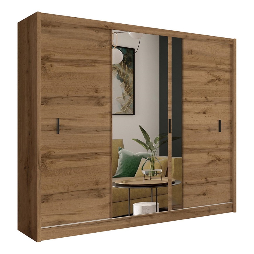 Vaatekaappi peilillä SABRINA 250x215 cm woltan tammi