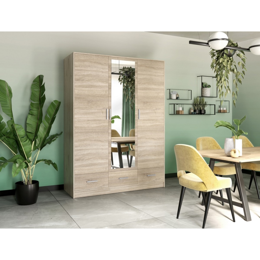 Vaatekaappi peilillä SANNA 150x215 cm sonoma-tammi