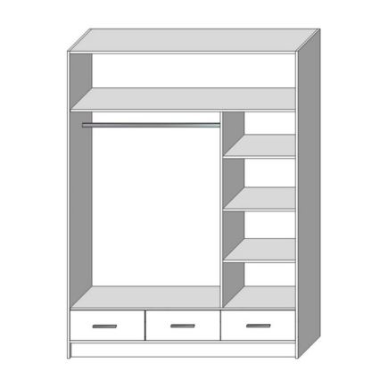 Vaatekaappi peilillä SANNA 150x215 cm valkoinen