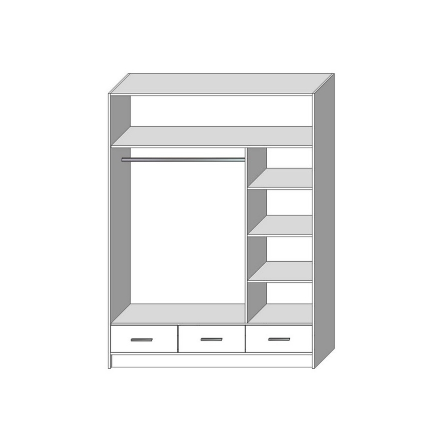 Vaatekaappi peilillä SANNA 150x215 cm valkoinen