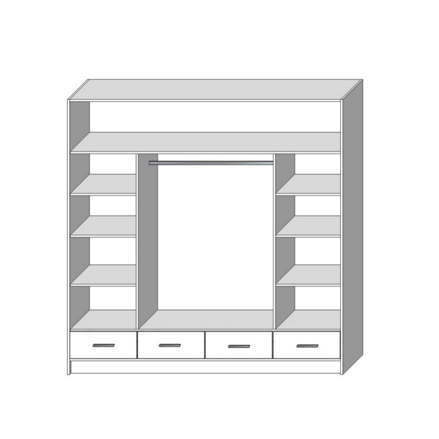 Vaatekaappi peilillä SANNA 200x215 cm craft-tammi