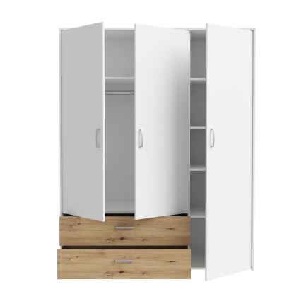 Vaatekaappi URO 152x190 cm, artisan-tammi/valkoinen