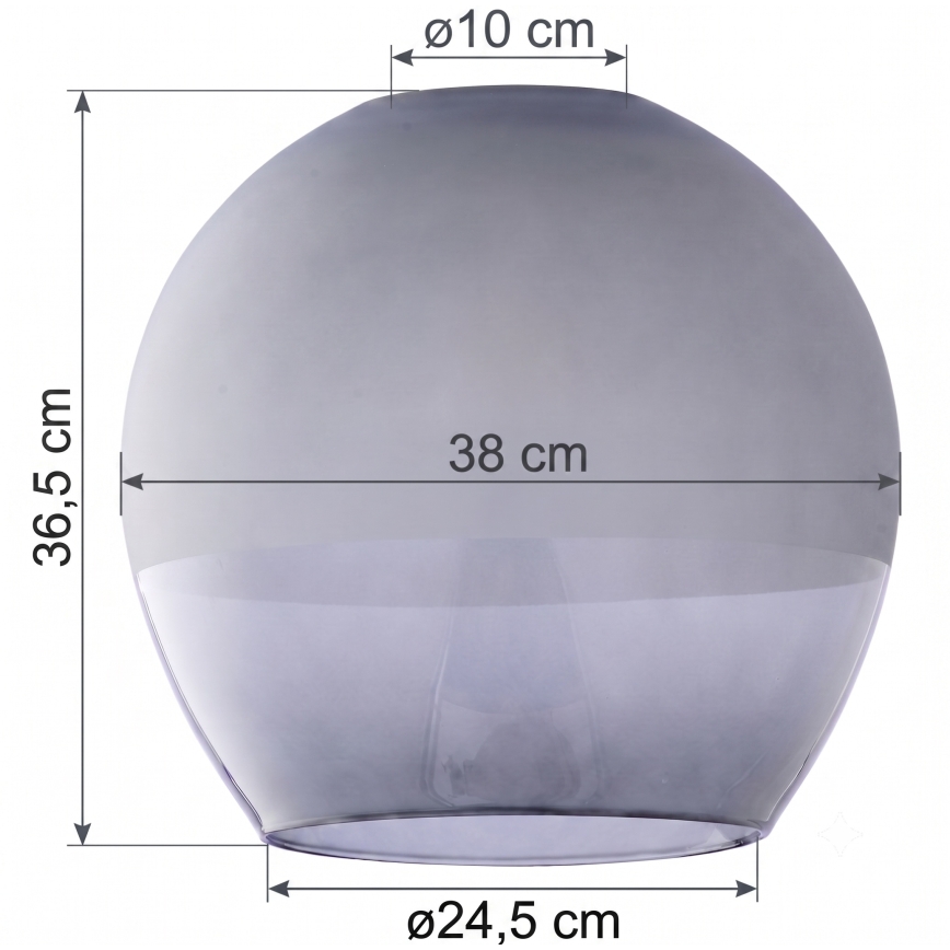 Vaihtolasi kattovalaisimeen KULA E27, halkaisija 38 cm, savunharmaa