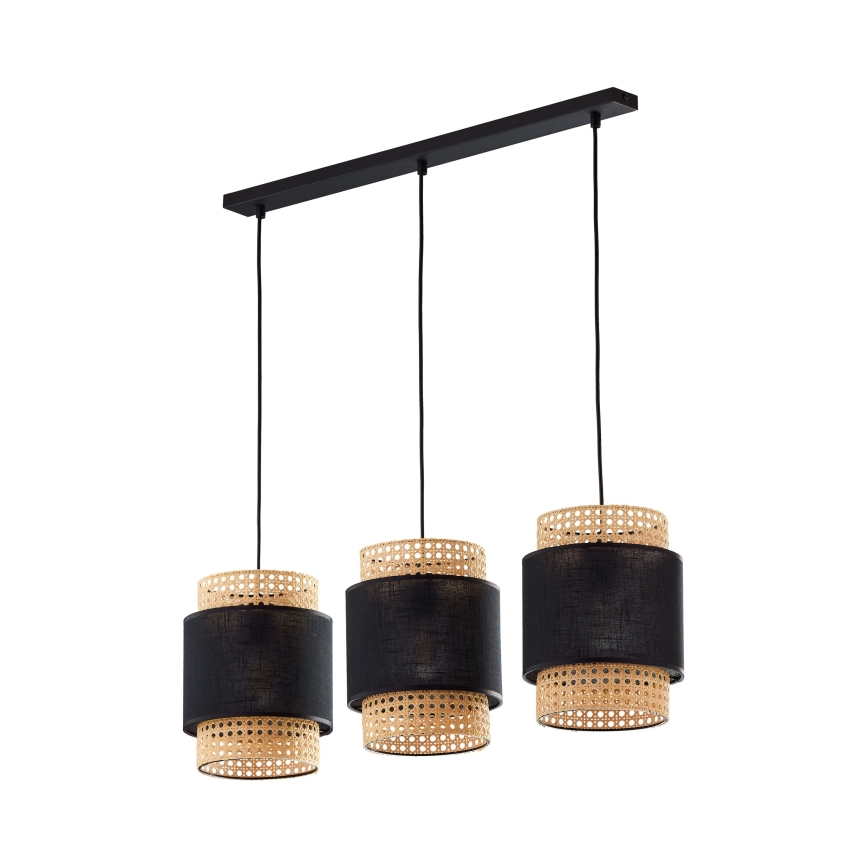 Vaihtovarjostin pöytä- ja kattovalaisimeen BOHO E27, halkaisija 20 cm, rottinki/musta