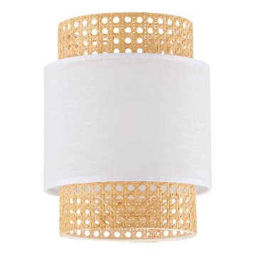 Vaihtovarjostin pöytälamppuun ja kattokruunuun BOHO E27, halkaisija 20 cm, rottinki/valkoinen