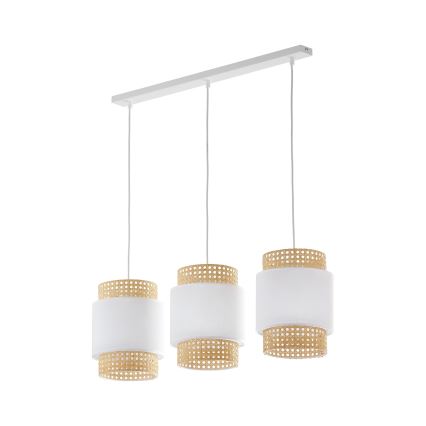 Vaihtovarjostin pöytälamppuun ja kattokruunuun BOHO E27, halkaisija 20 cm, rottinki/valkoinen