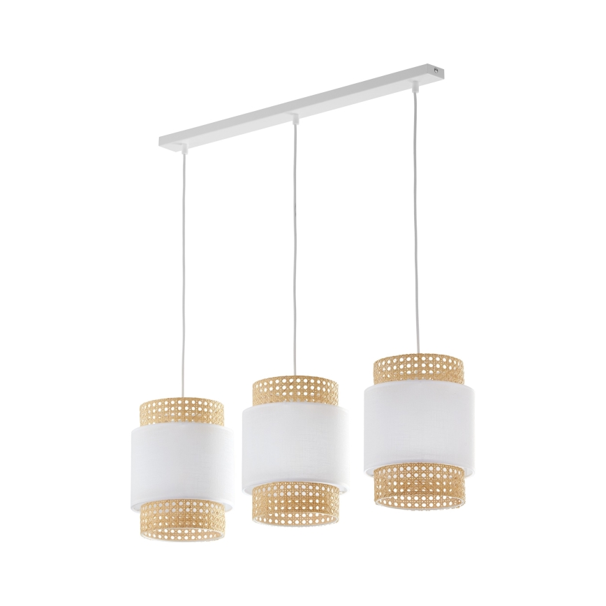 Vaihtovarjostin pöytälamppuun ja kattokruunuun BOHO E27, halkaisija 20 cm, rottinki/valkoinen