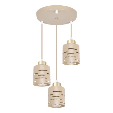 Vaijerikiinnitteinen kattovalaisin ELEN 3xE27/35W/230V, halkaisija 29 cm, beige/kulta