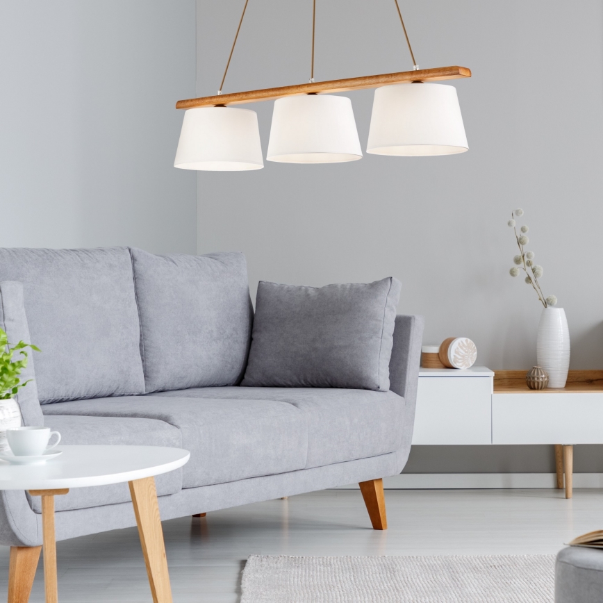 Vaijerilla ripustettava AIDA-riippuvalaisin 3xE27/60W/230V halkaisija 25 cm tammi