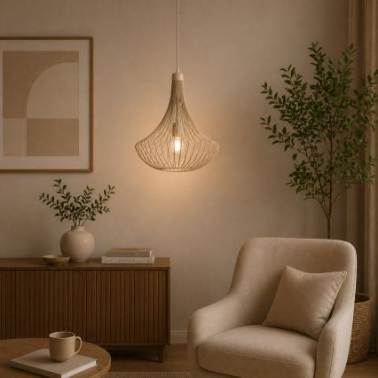 Vaijerilla ripustettava kattokruunu BALERINA 1xE27/15W/230V beige