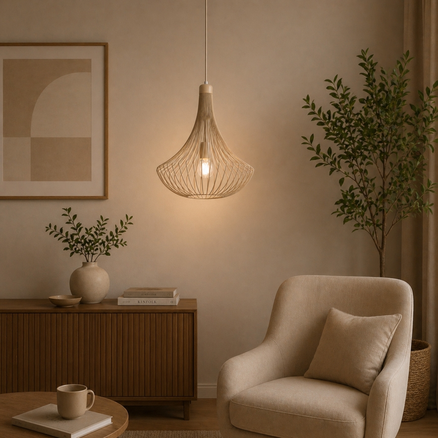 Vaijerilla ripustettava kattokruunu BALERINA 1xE27/15W/230V beige