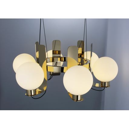 Vaijerilla ripustettava REGGIO-riippuvalaisin 6xE27/40W/230V, kultainen