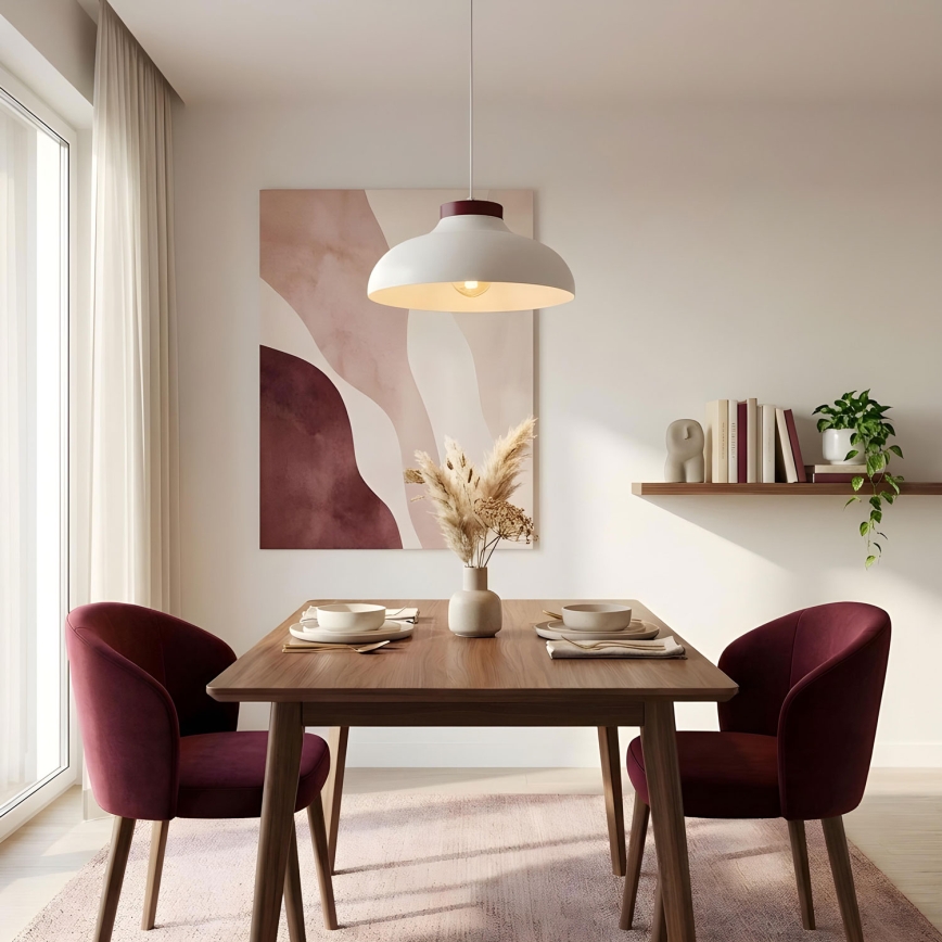 Vaijerilla ripustettava riippuvalaisin BASCA 1xE27/15W/230V kerma/burgundi