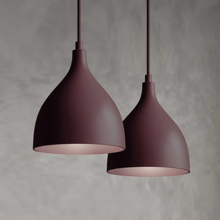 Vaijerilla roikkuva kattokruunu NOAK CLASSIC 2xE27/15W/230V burgundinpunainen
