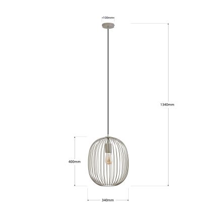 Vaijerilla roikkuva OVELLA-riippuvalaisin, 1xE27/15W/230V, halkaisija 34 cm, beige