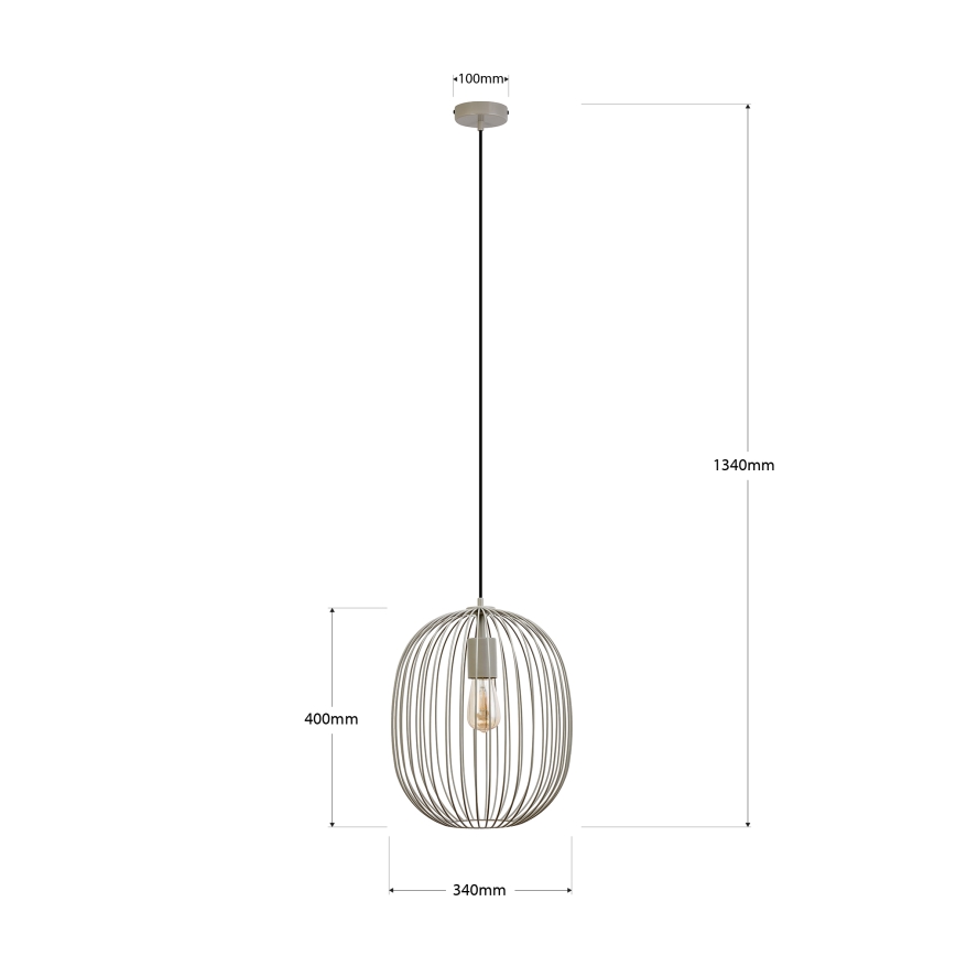 Vaijerilla roikkuva OVELLA-riippuvalaisin, 1xE27/15W/230V, halkaisija 34 cm, beige