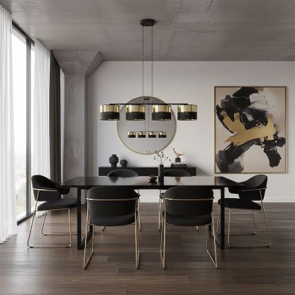 Vaijerilla varustettu riippuvalaisin LUX 4xE27/15W/230V musta/kulta