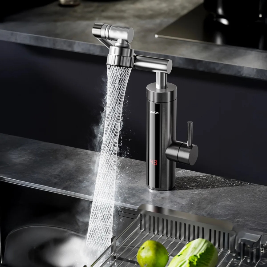 Välitön vedenlämmitin LED mukana näyttö 3000W/230V IPX4 antrasiitti