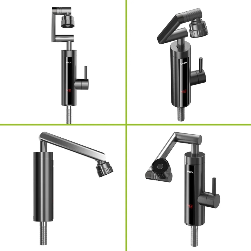 Välitön vedenlämmitin LED mukana näyttö 3000W/230V IPX4 antrasiitti