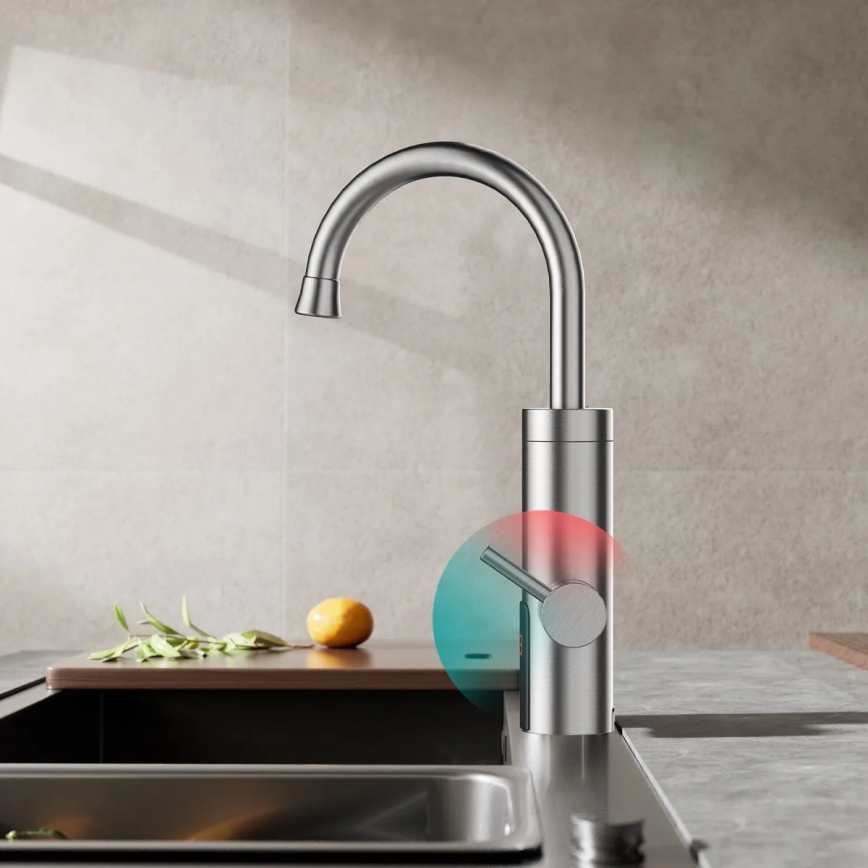 Välitön vedenlämmitin LED mukana näyttö 3000W/230V IPX4 ruostumaton