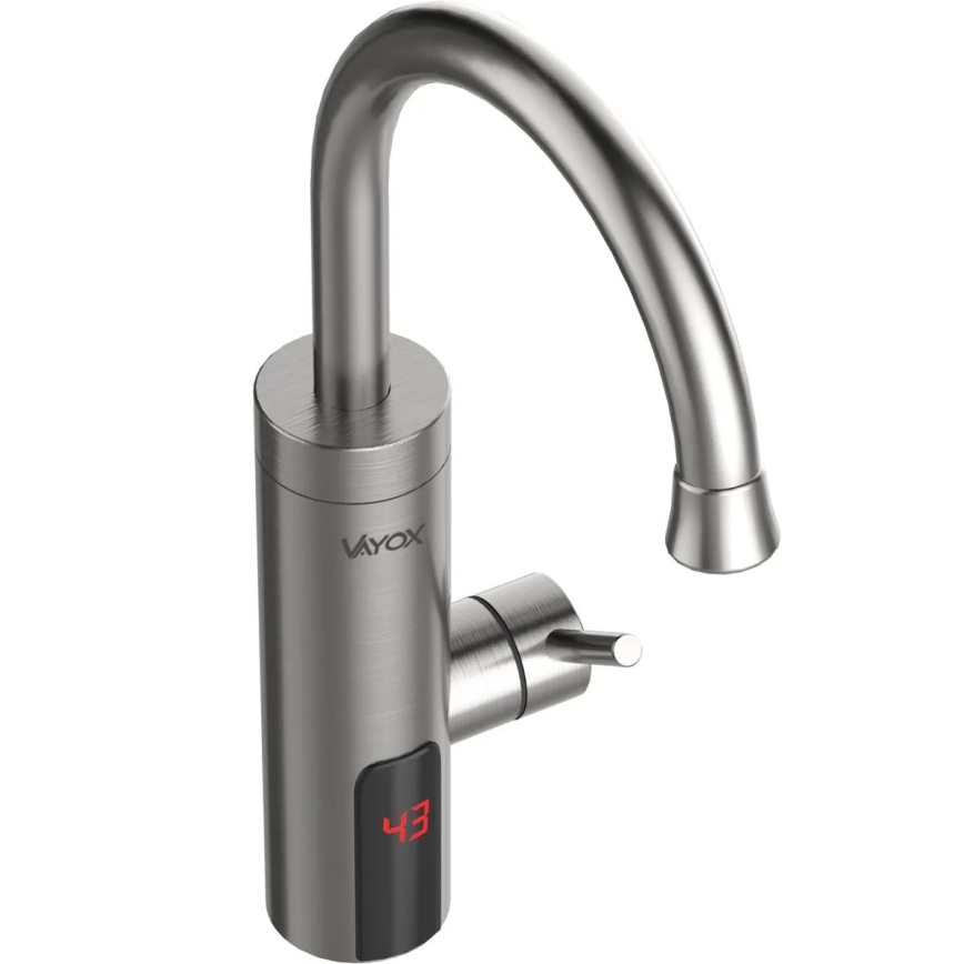 Välitön vedenlämmitin LED mukana näyttö 3000W/230V IPX4 ruostumaton