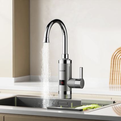 Välitön vedenlämmitin LED mukana näyttö 3000W/230V IPX4 ruostumaton