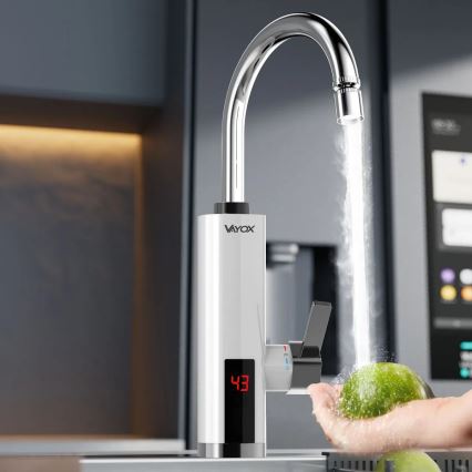 Välitön vedenlämmitin LED mukana näyttö 3000W/230V IPX4 valkoinen