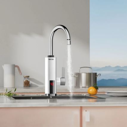 Välitön vedenlämmitin LED mukana näyttö 3000W/230V IPX4 valkoinen