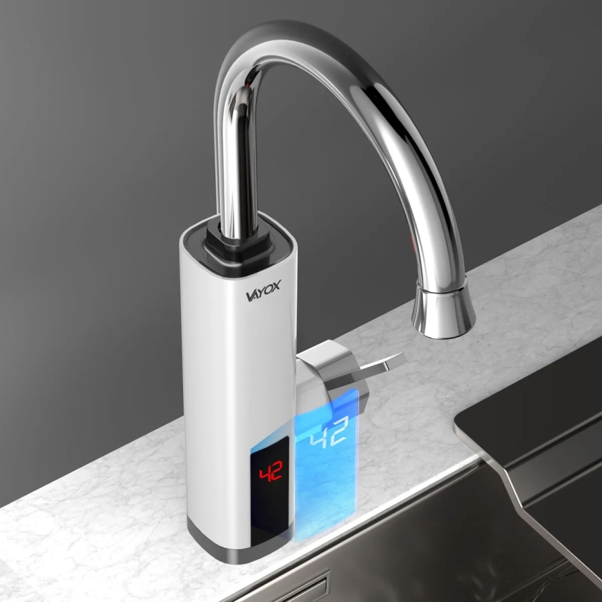 Välitön vedenlämmitin LED mukana näyttö 3000W/230V IPX4 valkoinen