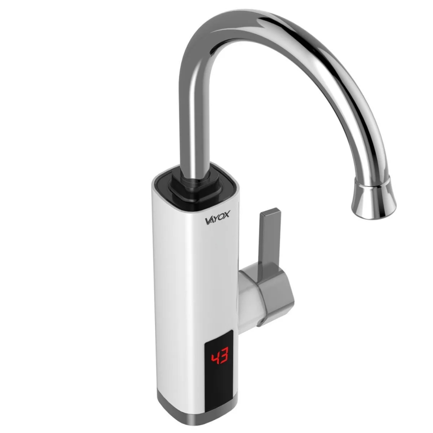 Välitön vedenlämmitin LED mukana näyttö 3000W/230V IPX4 valkoinen