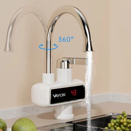 Välitön vedenlämmitin LED mukana näyttö 3000W/230V IPX4 valkoinen