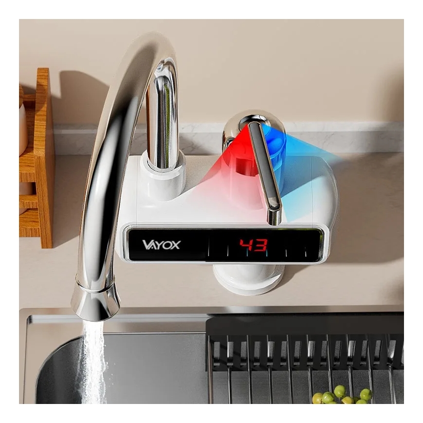 Välitön vedenlämmitin LED mukana näyttö 3000W/230V IPX4 valkoinen