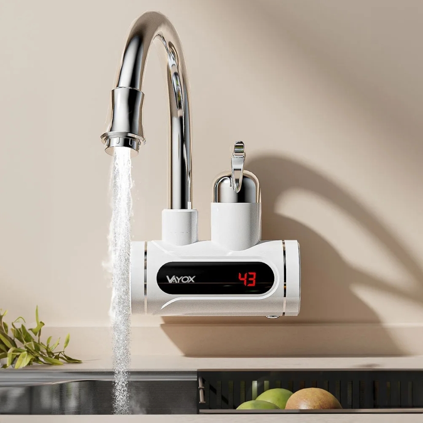 Välitön vedenlämmitin LED mukana näyttö 3000W/230V IPX4 valkoinen