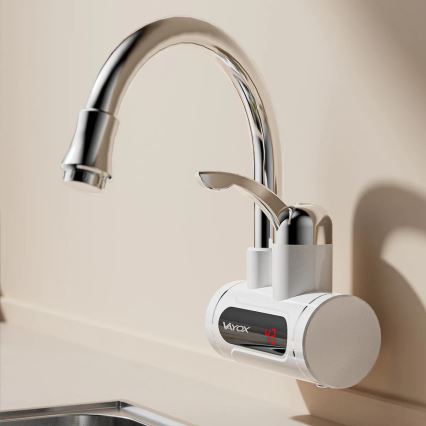 Välitön vedenlämmitin LED mukana näyttö 3000W/230V IPX4 valkoinen