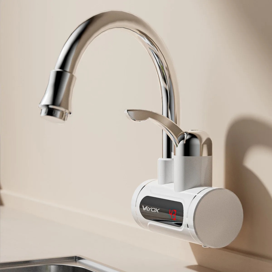 Välitön vedenlämmitin LED mukana näyttö 3000W/230V IPX4 valkoinen