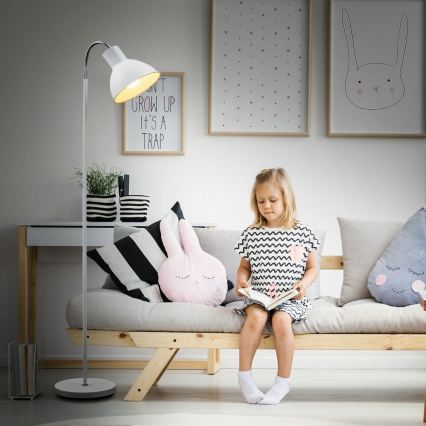 Valkoinen lattiavalaisin 1xE27/25W/230V