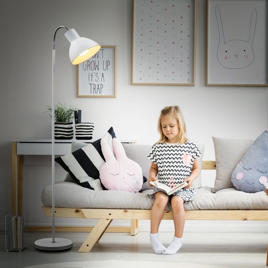 Valkoinen lattiavalaisin 1xE27/25W/230V