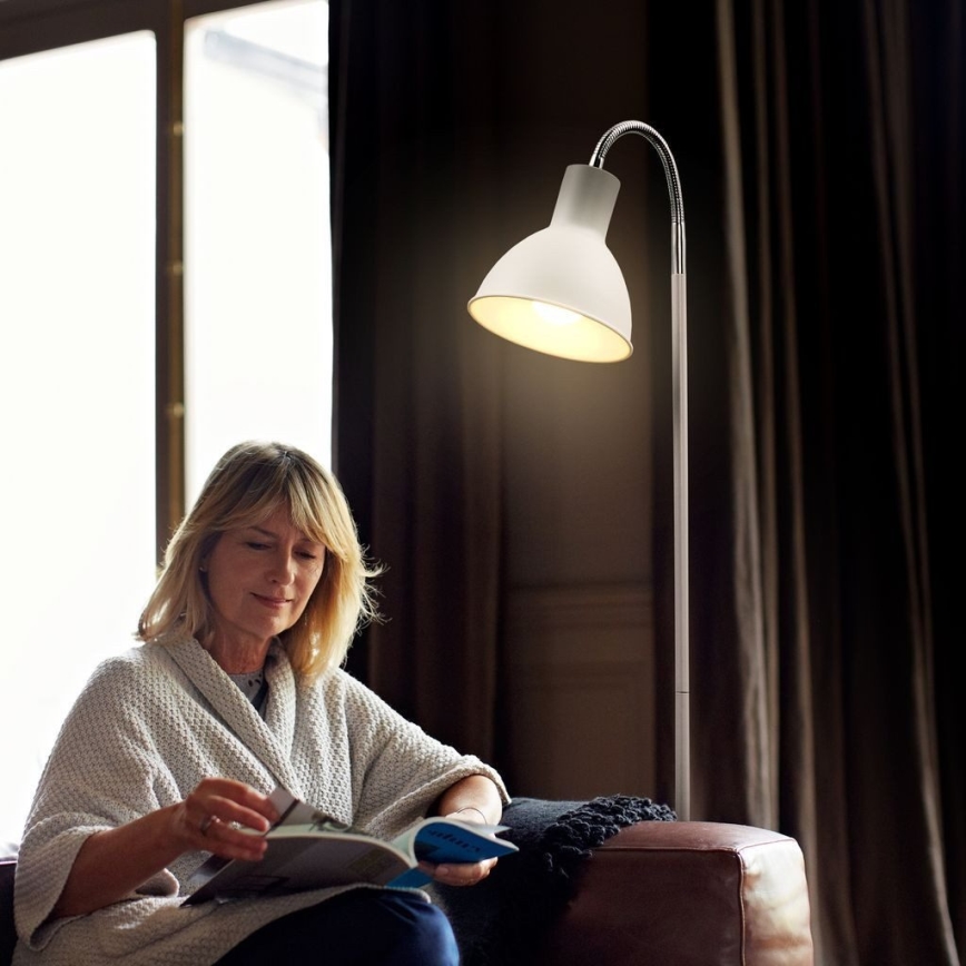 Valkoinen lattiavalaisin 1xE27/25W/230V