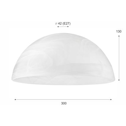 Varaava lasi E27-kattovalaisimeen 130x300 mm valkoinen