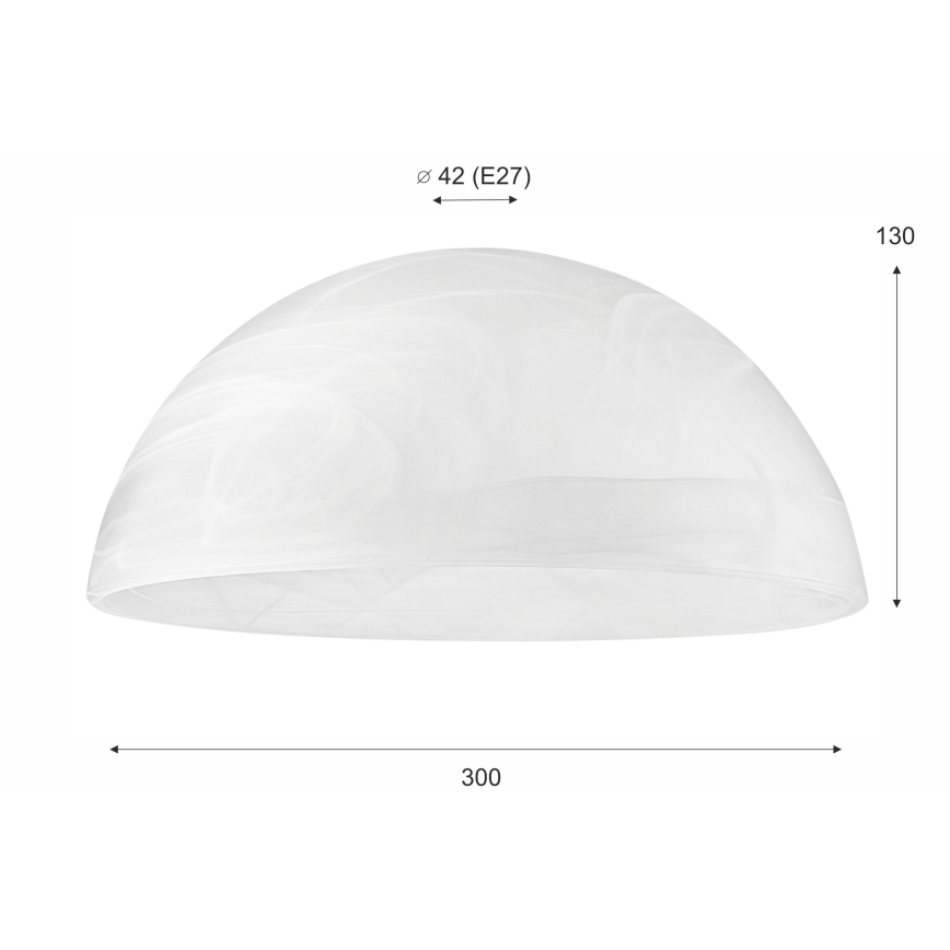 Varaava lasi E27-kattovalaisimeen 130x300 mm valkoinen