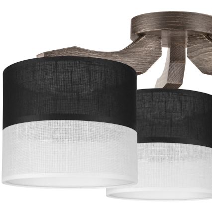 Varaava varjostin kattokruunuun, seinävalaisimeen ja pöytälamppuun ANDREA E27 halkaisija 16 cm musta/valkoinen