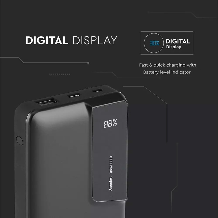 Varavirtalähde näytöllä 10000mAh/3,7V musta