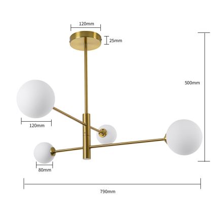 Varrellinen kattokruunu DORADO 4xG9/40W/230V, kultainen